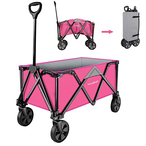 HAUSHOF Collapsible Outdoor Utility Wagon, 176 lb Load Capacity, Pink - color: Pink