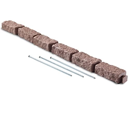 Beuta Landscape Edging | Garden Edging Border | Polyrock Bricks for Lawn Edging, Flower beds, Pathways & Yard Edging– 1 Pack | Each Section Has 6 Bricks 48" L x 4" W x 2.25" H | 3 Spikes |Cobblestone - color: Cobblestone, size: 1-Pack (4 FT)