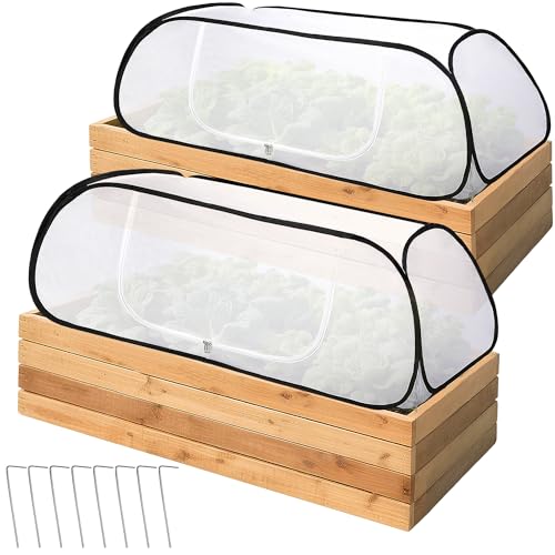 2 Pcs Pop Up Winter Garden Rows Plant Covers, 45" x 22" x 16" Raised Garden Beds Vegetable Rows Cold-proof Plant Protector, Freeze Protection Raised Bed Cover Accelerator for Snow Frost Protection - color: White-2Pc