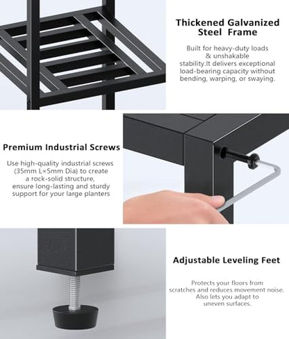Metal Heavy Duty Plant Stand Indoor Outdoor,10 Tier Tall Plant Stands Holder,Large Wrought Iron Plant Shelves for Multi Pots,Black Tiered Flower Display Riser for Living Room,Patio,Balcony