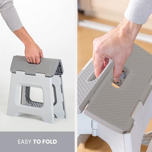 Vigar Compact Foldable Step Stool, 9-Inch, Gray - color: Gray, size: 9-Inches