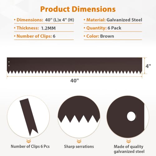 20ft. 40" L × 4" H Metal Landscape Edging, 6 Pack Garden Border - color: Brown, size: 4 Inch
