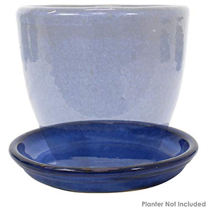 Sunnydaze 7" Ceramic Plant Saucers for Planters, 2pk, Imperial Blue - color: Imperial Blue, size: 7 in