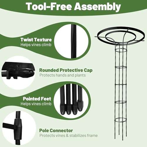 Umbrella Top Garden Trellis for Climbing Plants Outdoor, 6.9FT Tall Obelisk - color: Extra Tall - 82.7" Height
