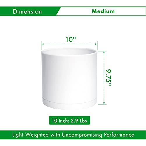 D'vine Dev Plastic Planter Pot with Saucer, 10 in, White Color, 74-X-A-2 - color: Matte White, size: 10 Inch