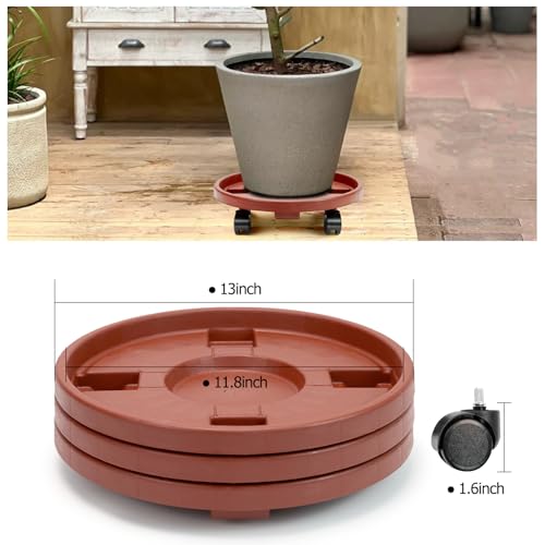 Plant Caddy with Wheels, 13 inch Rolling Plant Stands, 3 Pack