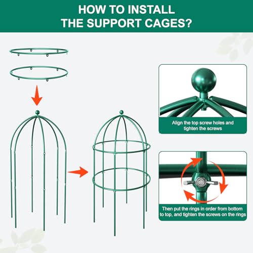 DoCred 6 Pack Peony Cage, 15.7" x 31.5" Metal Plant Support Garden Trellis - size: 31.5"H x 15.7"W/6PC