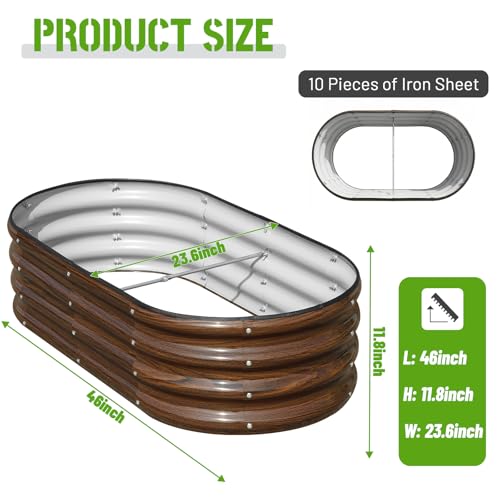 SnugNiture Galvanized Raised Garden Bed Outdoor, 4 Pcs 4x2x1ft Oval Metal Planter Box for Planting Plants Vegetables, Brown - color: Brown, size: 4x2x1 ft (4 count)