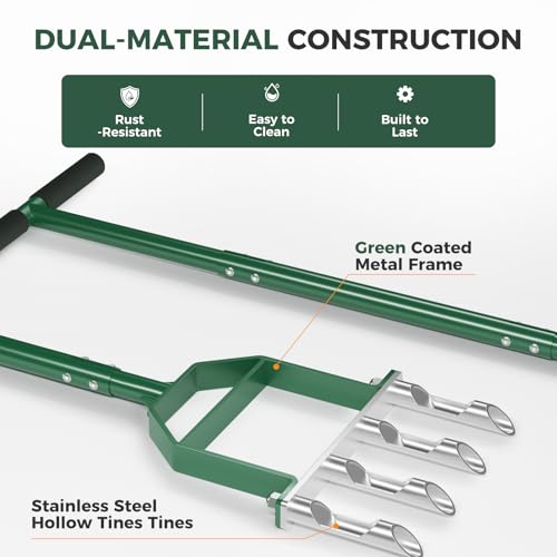 Suntee Lawn Aerator Tool, Green Manual Core Aerator for Lawn Care