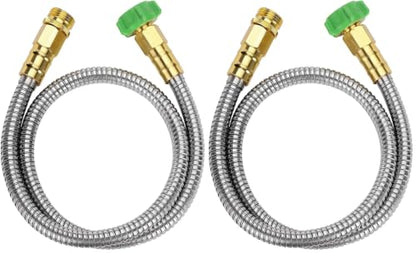 UNCO- Metal Garden Hose, 3 Feet Stainless Steel, No Kink, Lightweight (Pack of 2) - color: Silver, size: 3 ft (Pack of 2)