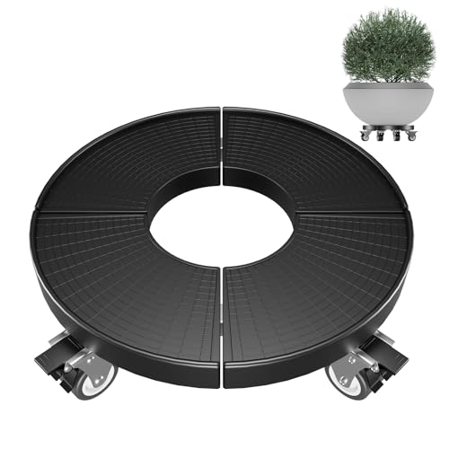 KAXIWEI Adjustable Plant Caddy with Wheels, Heavy Duty Rolling Plant Stand 15–22 Inch, Supports up to 330 lbs, Lockable 360° Casters, Stable Plant Dolly for Indoor Outdoor Large Pots, Black - size: Adjustable Roller Base