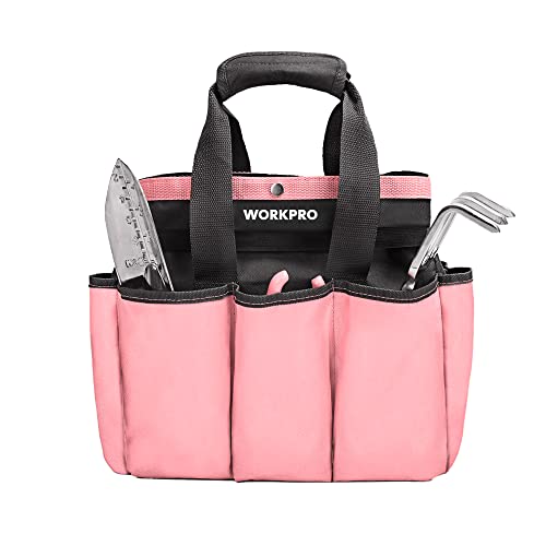 WORKPRO Garden Bag, Garden Tool Tote Storage Bag with 8 Pockets - color: Pink