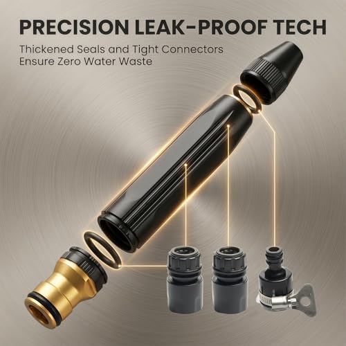 High Pressure Hose Nozzle, Heavy Duty Adjustable Twist Hose nozzle Jet Sweeper Nozzle, Pressure Washer Nozzle with Leak-Proof Design for Car Wash, Lawn, Patio Cleaning