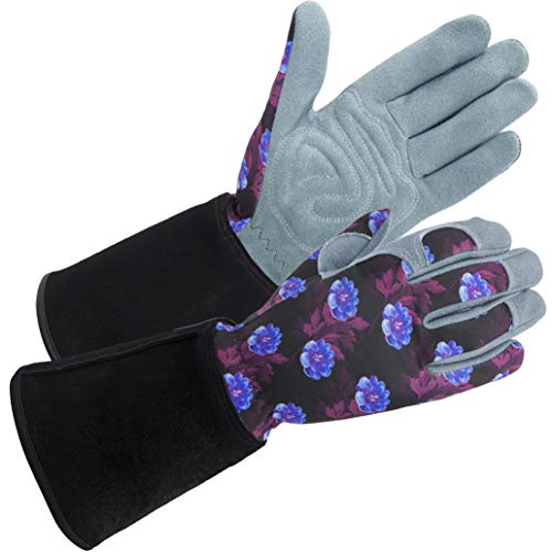 SKYDEER Women's Gardening Gloves - Genuine Deerskin Suede, Ultra-Soft Padded, Comfort Fit for Outdoor Work (SD6613LL/M) - color: Long Deerskin Suede Purple, size: Women(M)