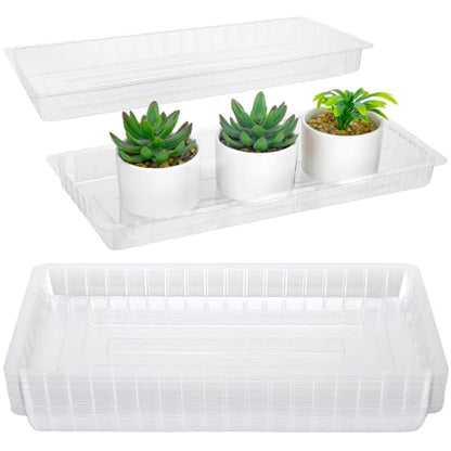 SiliFine 20 Pcs Clear Plastic Plant Saucer Rectangular Plant Drip Trays