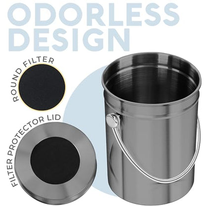 Epica Kitchen Compost Bin for Kitchen Countertops, 1.3 Galllon - Grey - color: Gray