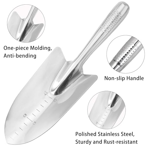 Garden Hand Trowel Stainless Steel Garden Shovel Rust Resistant Small Spade