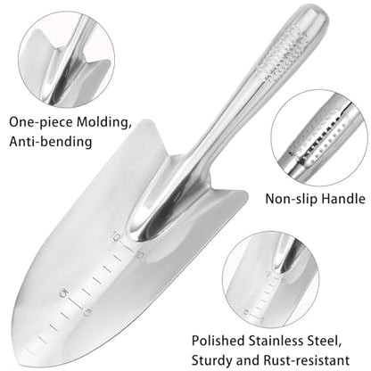Garden Hand Trowel Stainless Steel Garden Shovel Rust Resistant Small Spade