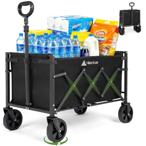Hikenture Collapsible Wagon Cart with Wheels, 220 lbs Foldable Wagon