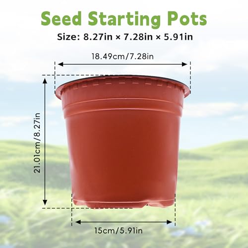 HOSTIC 8 Inch Nursery Pot Seedling Pot Plant Container Seed Starting Pots Multipurpose Plastic Pots 100 Packs - size: 8 Inch