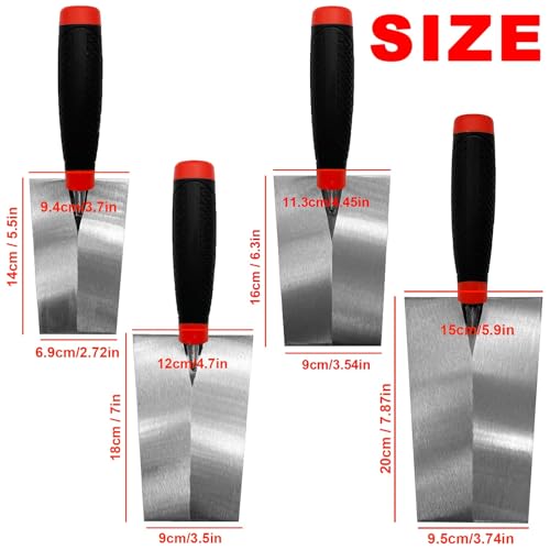 Bucket Margin Trowel Set, 4 Pcs Masonry Trowel Hand Tool Kit - size: Multi-size,4 Pack