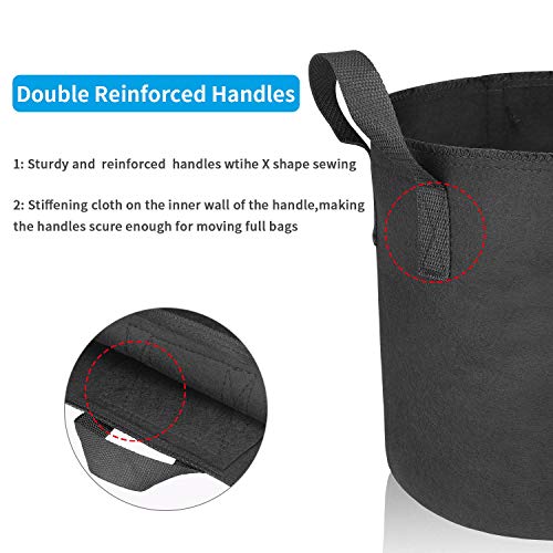 12 Packs 7 Gallon Grow Bags, Heavy Duty 300G Thickened Nonwoven Fabric Plant Pots with Handle - size: 7 Gallons