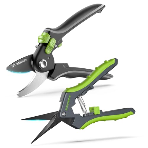 Gardening Scissors, Sharp Plant Trimming Scissors 2 Pack - size: 6.5 Inch Straight & 8.5" Bypass