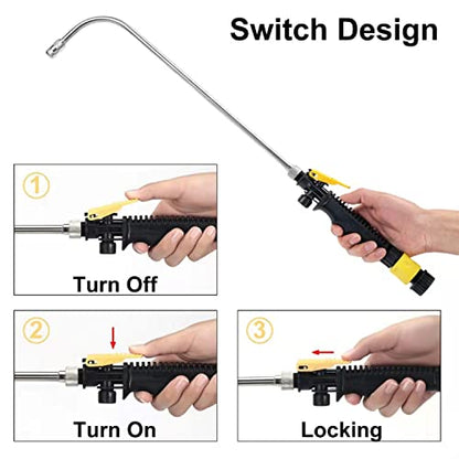 Mist Watering Wand For Hanging Baskets,25 Inch Spray Wand With Adjustable Nozzle, Car Pet Window Cleaning Tool, Great For Watering Seedbeds, Hanging Plants, Deck Plants.（90-degree curved nozzle） - size: 90-degree curved nozzle