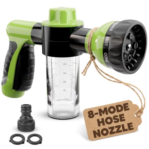 Soap Sprayer Hose Attachment, Car Wash Nozzle with Soap Dispenser - color: Black-Green