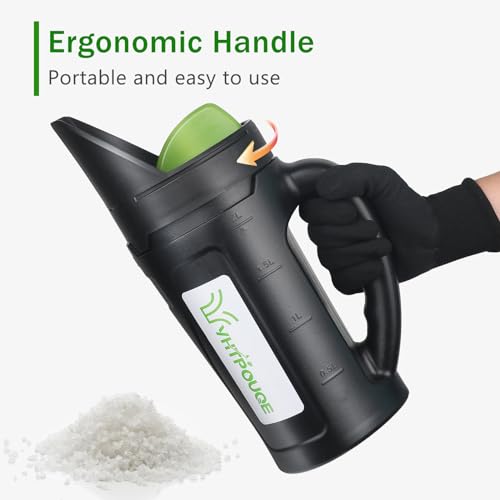 Yhtpouqe Hand held Spreader, Seed Spreader for Ice Melt, Grass Seed, Fertilizer Lawn and Garden. Multiple Adjustable Opening Sizes for Salt,Ice Melt, Up to 80 Oz