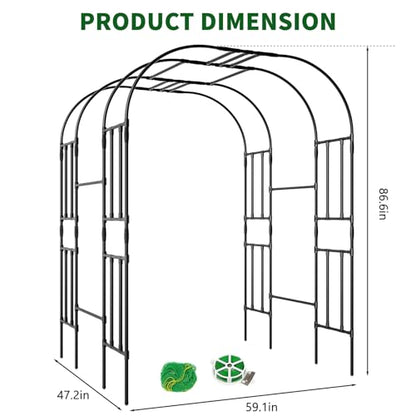87in H Tall Garden Arch Trellis for Climbing Plants Outdoor - size: 47" W x 59" L x 86.6" H