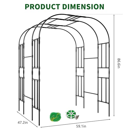 87in H Tall Garden Arch Trellis for Climbing Plants Outdoor - size: 47" W x 59" L x 86.6" H