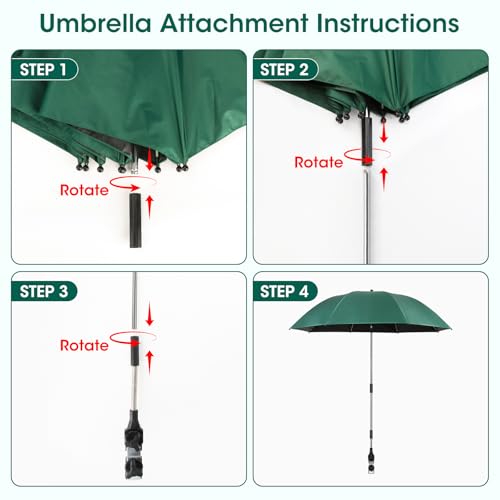2-in-1 Garden Kneeler with Umbrella, Garden Kneeling Bench & Green Umbrella, Portable Garden Stool Loads Capacity 330lb and Garden Tools Bag with bottle holder, Gardening Gifts for Women,Men,Seniors - color: Green