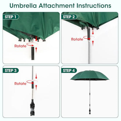 2-in-1 Garden Kneeler with Umbrella, Garden Kneeling Bench & Green Umbrella, Portable Garden Stool Loads Capacity 330lb and Garden Tools Bag with bottle holder, Gardening Gifts for Women,Men,Seniors - color: Green