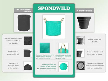 7 Pcs 7 Gallon Grow Bags, PE Garden Pots with Handles for Plants - size: 7 gallon, style: PE_Grow_Bags