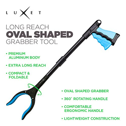 Grabber Tool 19" Aluminum Magnetic Claw, Rotating Lightweight Foldable Reacher Grabber Pickup Tool, Gripper Grabbers for Elderly Grab it Reaching Tool Trash Picker Grabber, Blue, By Luxet - color: Blue