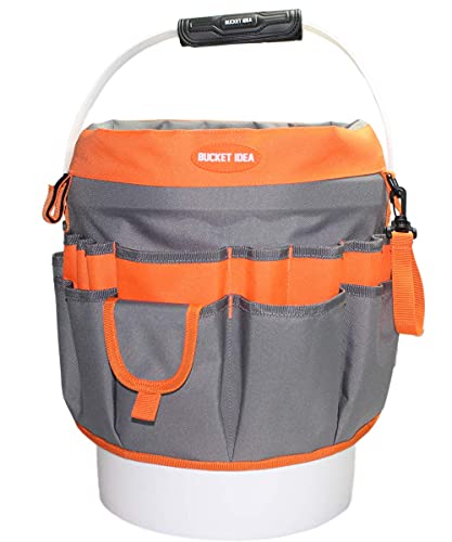 MELOTOUGH Bucket Idea Bucket Tool Organizer With 35 Pockets Fits to 3.5-5 Gallon Bucket (Orange) … - color: Orange