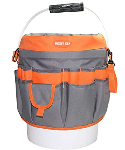 MELOTOUGH Bucket Idea Bucket Tool Organizer With 35 Pockets Fits to 3.5-5 Gallon Bucket (Orange) … - color: Orange