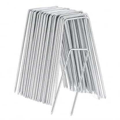 100 Pack 6 Inch Garden Stakes, Galvanized Landscape Staples for Weed Barrier Fabric, Heavy Duty Sod Pins Securing Pegs Netting Ground Sheets Irrigation Tubing (12 INCH-50Packs) - size: 12 INCH-50Packs