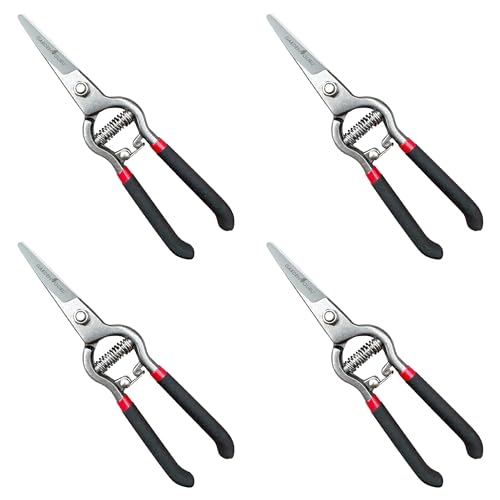 Garden Guru Classic Bypass Pruning Shears Clippers – Heavy Duty Forged Steel Garden Pruners – Safety Lock – Non Slip Comfort Grips – Cuts up to 1” Diameter – Professional Bypass Pruners (4 Pack) - size: 4 Pack, style: Precision Blade