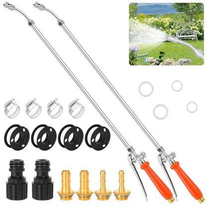 29"-44" All Metal Replacement Sprayer Wand, Suitable for 1/2" Hose Quick Connector, 1/4" & 3/8" & 1/2" Brass Barb Spray Wand, Built-in Shut Valve Stainless Steel Spray Wand (2Pcs 29" Sprayer Wand) - color: 2Pcs 29" Sprayer Wand
