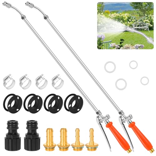 29"-44" All Metal Replacement Sprayer Wand, Suitable for 1/2" Hose Quick Connector, 1/4" & 3/8" & 1/2" Brass Barb Spray Wand, Built-in Shut Valve Stainless Steel Spray Wand (2Pcs 29" Sprayer Wand) - color: 2Pcs 29" Sprayer Wand