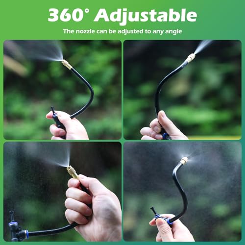 Drip Irrigation System 100 FT with 32 Nozzles, 360° Adjustable Bendable Garden Watering Misting System for Greenhouse, Yard, Lawn, Plant, Garden, 1/4 inch Hose (OD: 6mm) - color: 100 ft PU hose (1/4 in OD, 6mm)