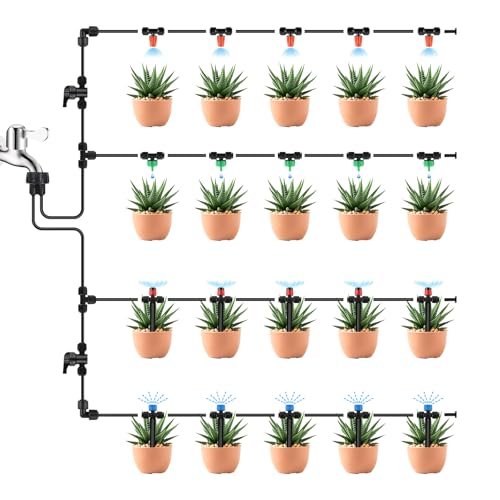 Kalolary 30Pcs Push-to-Fit Drip Irrigation Spray Emitters for 1/4" Tubing - size: 1/4” Push-to-Connect Tee- Misting- 30P Orange