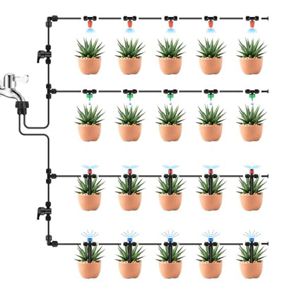 Kalolary 30Pcs Push-to-Fit Drip Irrigation Spray Emitters for 1/4" Tubing - size: 1/4” Push-to-Connect Tee- Misting- 30P Orange