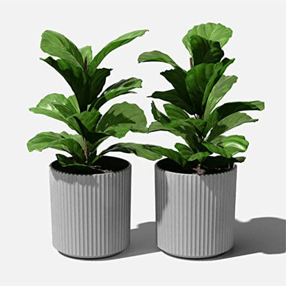 Veradek Demi Series Planter - Large Round Outdoor Planter - color: Gray, size: 16 inch - 2 Pack