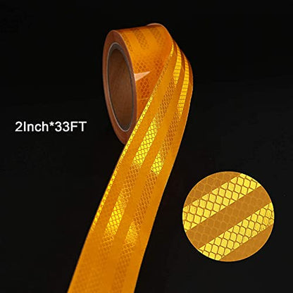 Reflective Tape, Waterproof Self Adhesive Dot Safety Reflector - color: Yellow, size: 2 Inch x 65 Feet