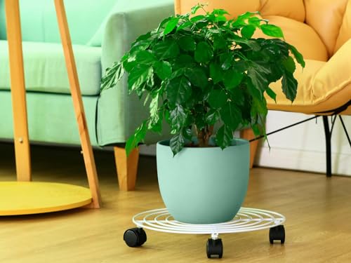 5 Packs Metal Plant Caddy with Wheels 11.8” Heavy-duty Rolling Stand Wheeled Dolly Indoor Outdoor Planter Mover Rollers, Flower Pot Coaster Trolley, Silver - color: Bright silver