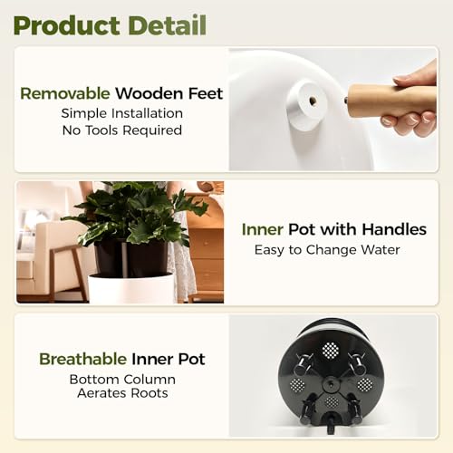 Bamworld Self Watering Pots for Indoor Plants with Water Level Indicator - size: 12 in