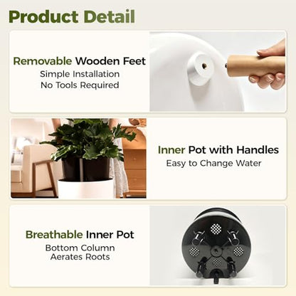 Bamworld Self Watering Pots for Indoor Plants with Water Level Indicator - size: 12 in